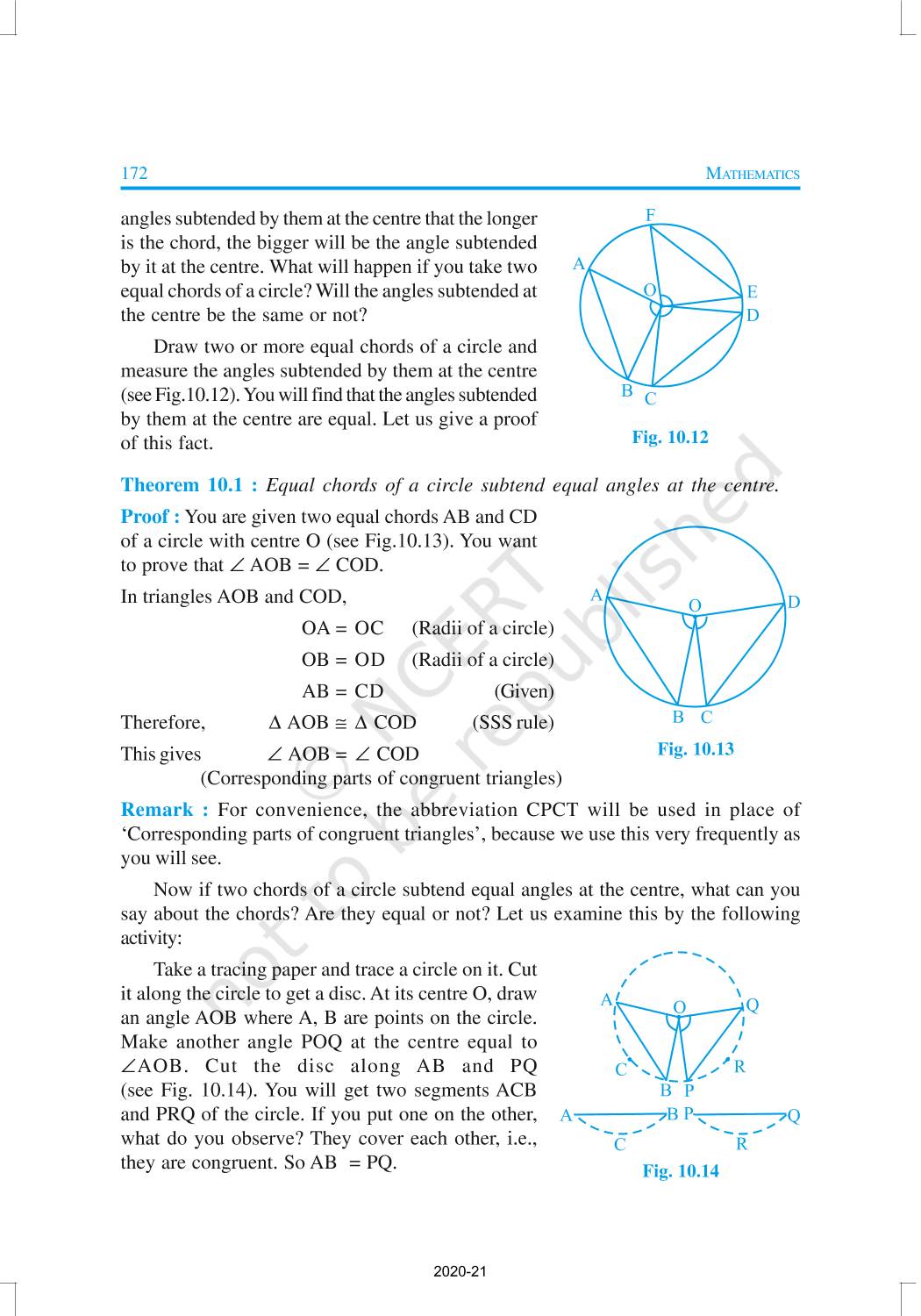 assignment on circles class 9